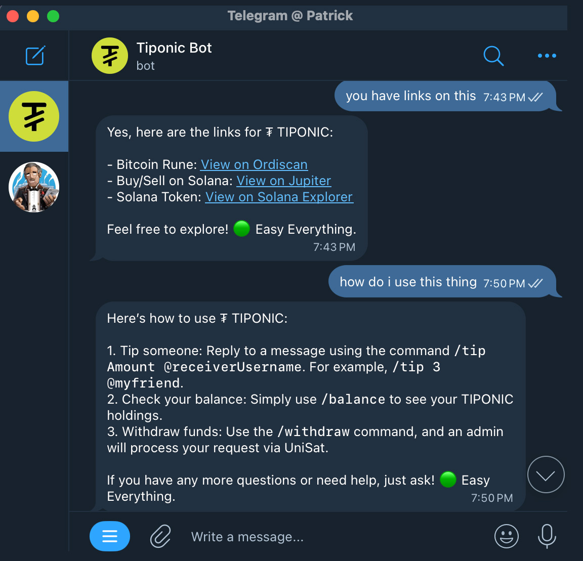 telegram window screen